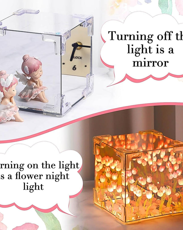 Cube Tulip Night Lamp  Led Decorative Nights Lamp For Bedroom (Multicolor  1 Set)
