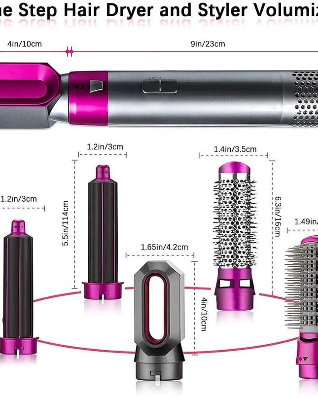 5 in 1 Multifunctional Hair Dryer Styling Tool, Detachable 5-in-1 Multi-Head Hot Air Comb, The Negative Ion Automatic Suction Hair Curler