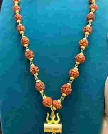Shiv Trishul Pendant with Rudraksha Chain