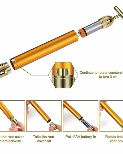24K Gold Energy Beauty Bar Electric Facial Massage Roller