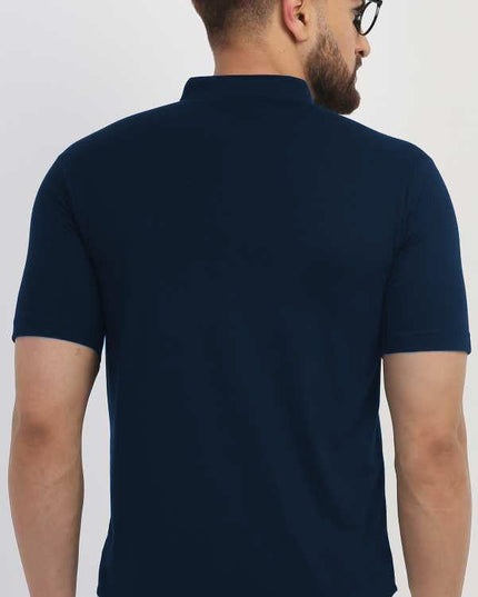 TRYTHIS Cotton Solid Half Sleeves Polo Neck Mens Shirt