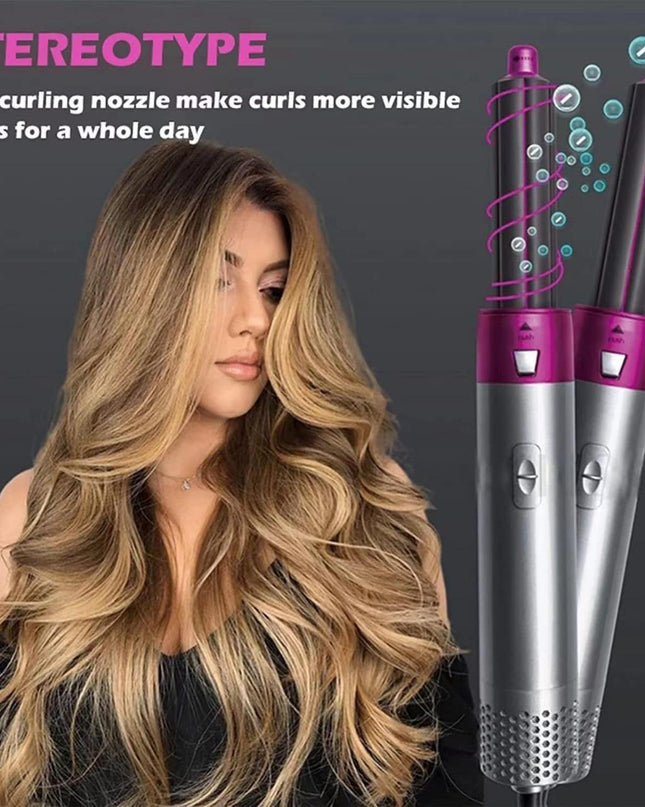 5 in 1 Multifunctional Hair Dryer Styling Tool, Detachable 5-in-1 Multi-Head Hot Air Comb, The Negative Ion Automatic Suction Hair Curler