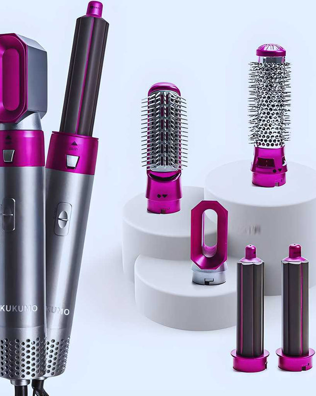 5 in 1 Multifunctional Hair Dryer Styling Tool, Detachable 5-in-1 Multi-Head Hot Air Comb, The Negative Ion Automatic Suction Hair Curler
