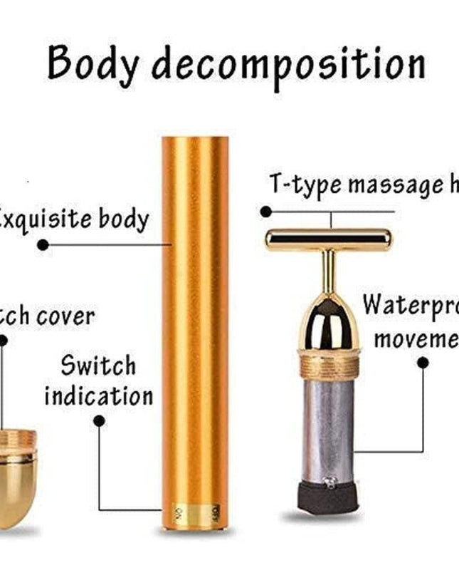 24K Gold Energy Beauty Bar Electric Facial Massage Roller