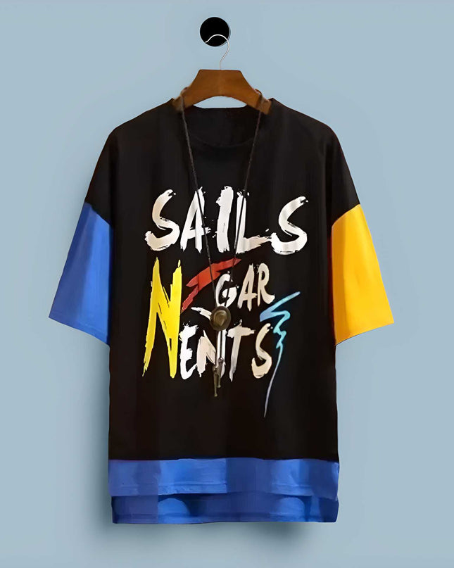 TRYTHIS Cotton Slogan Half Sleeves Hooded Neck Mens T-Shirt