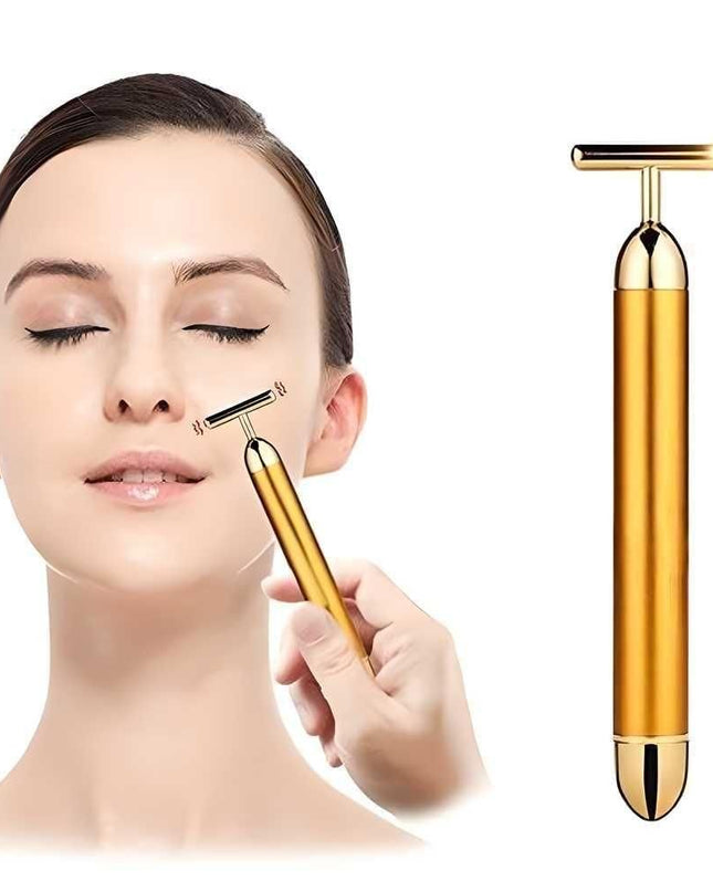 24K Gold Energy Beauty Bar Electric Facial Massage Roller
