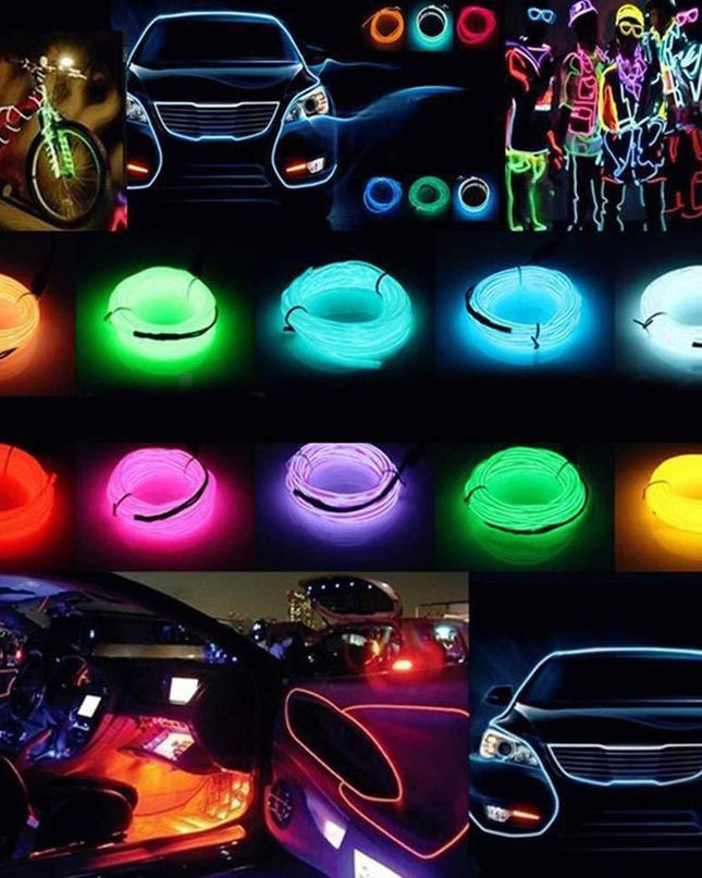 Automaze El Wire, 5M Neon Lights 5V with Fuse Protection for Car Interior Decoration