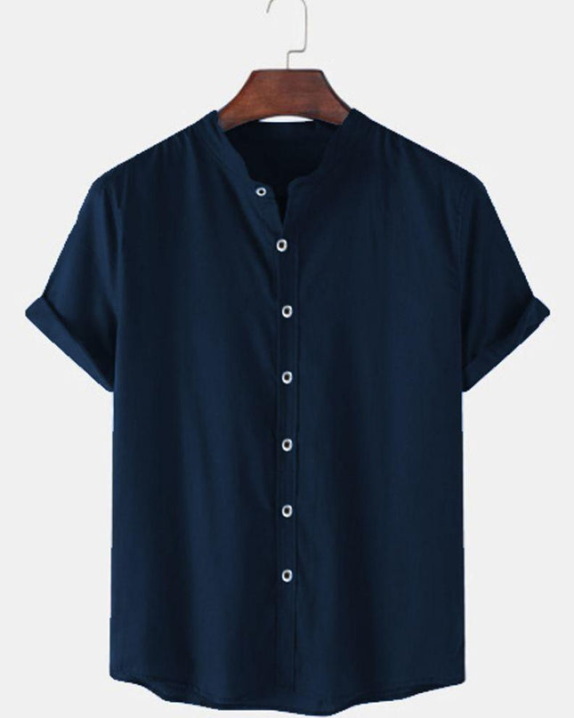 TRYTHIS Cotton Solid Half Sleeves Polo Neck Mens Shirt