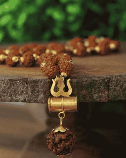 Shiv Trishul Pendant with Rudraksha Chain