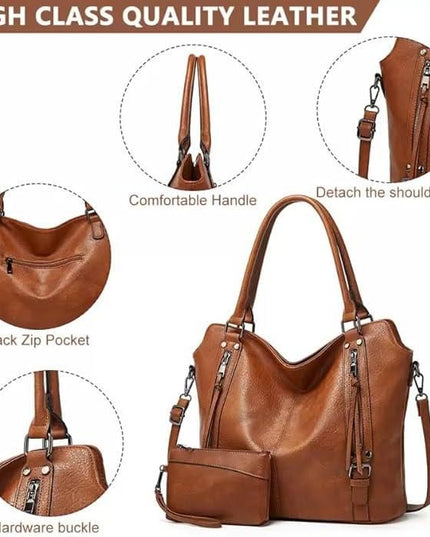 Tote Bags For Women PU Leather Hobo Bags for Women Purse Stylish 2 in 1 Handbags with Shoulder Strap Ladies Office Bag
