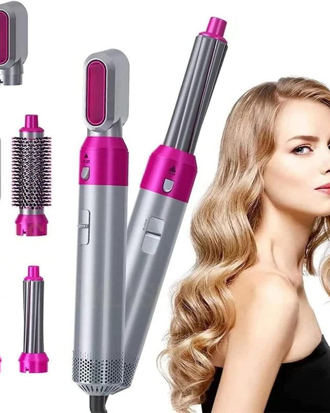 5 in 1 Multifunctional Hair Dryer Styling Tool, Detachable 5-in-1 Multi-Head Hot Air Comb, The Negative Ion Automatic Suction Hair Curler