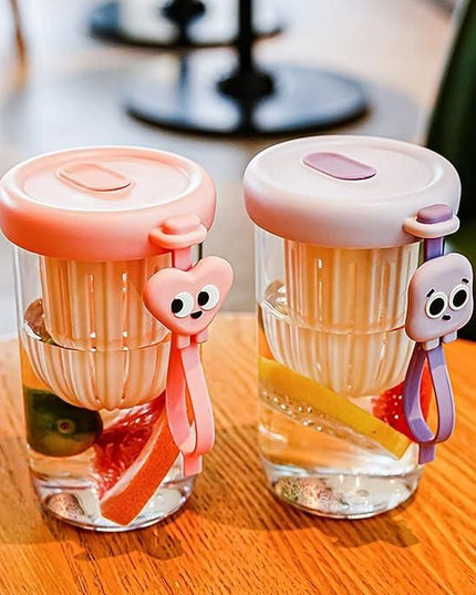 Glass Tumbler with Fruit Infuser Lid and Straw