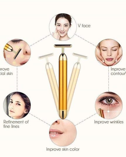 24K Gold Energy Beauty Bar Electric Facial Massage Roller