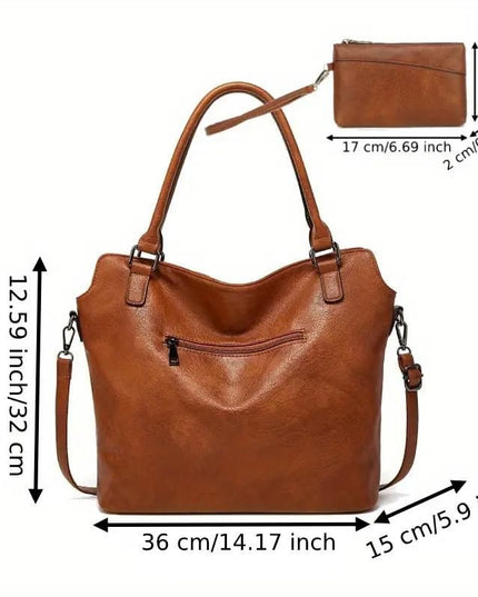 Tote Bags For Women PU Leather Hobo Bags for Women Purse Stylish 2 in 1 Handbags with Shoulder Strap Ladies Office Bag