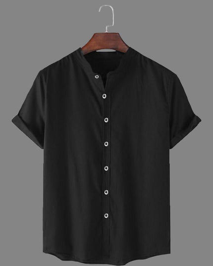 TRYTHIS Cotton Solid Half Sleeves Polo Neck Mens Shirt