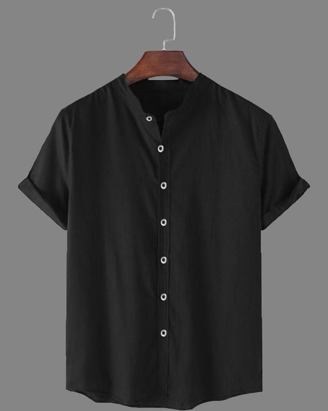TRYTHIS Cotton Solid Half Sleeves Polo Neck Mens Shirt