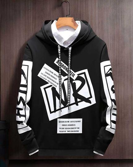 Cotton Blend Printed Full Sleeves Mens Hooded Neck T-Shirt