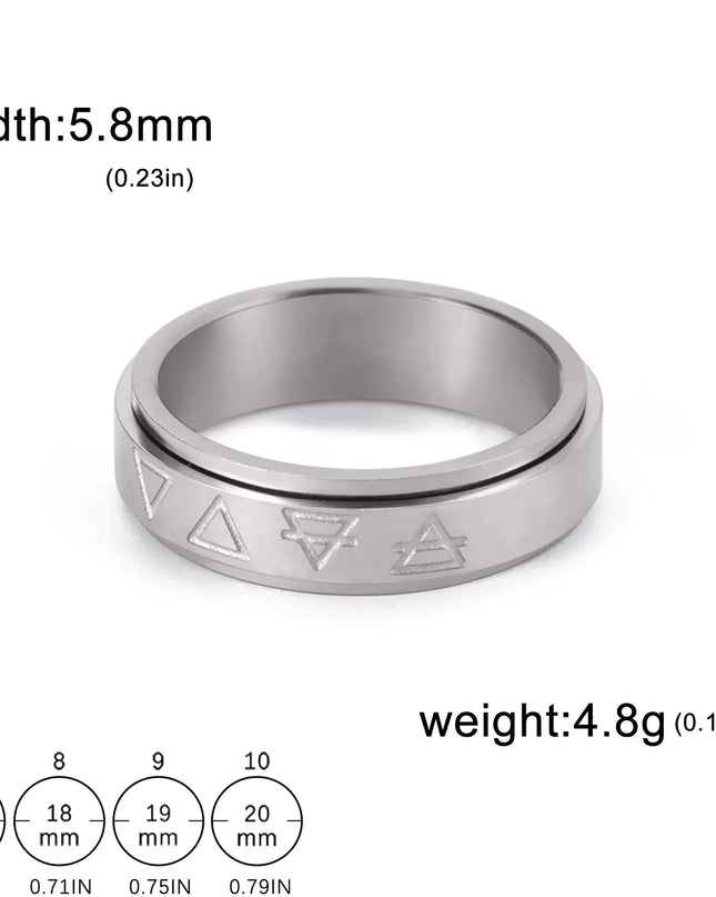 Rotatable Triangle Pattern Stainless Steel Ring
