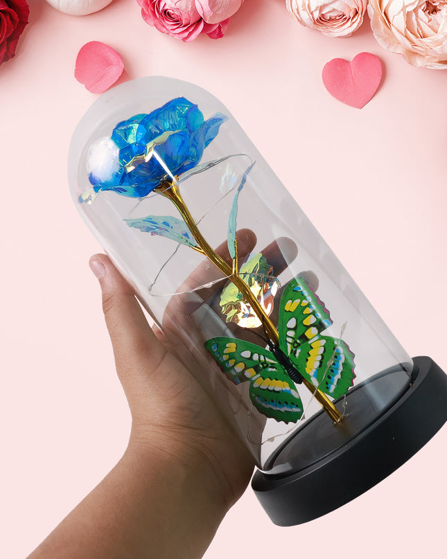 Led-powered Eternal Rose In Plastic Dome (1 Pc  Battery Not Included)