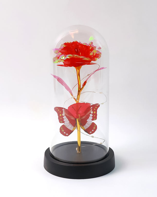Elegant Led Eternal Rose In Plastic Dome (1 Pc  Battery Not Included)