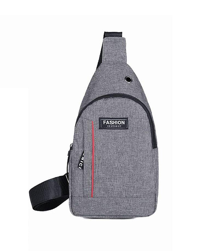 0323 Grey Waterproof Anti Theft Crossbody Fanny Pack Waist Bag Pu Leather Shoulder Bags Chest Men Casual Fashion Usb Charging Earphone Hook Sling Travel Messengers Bag
