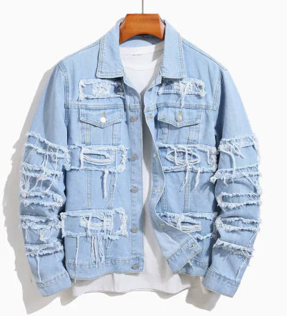 YHP Raw Edged Ripped Biker Jacket