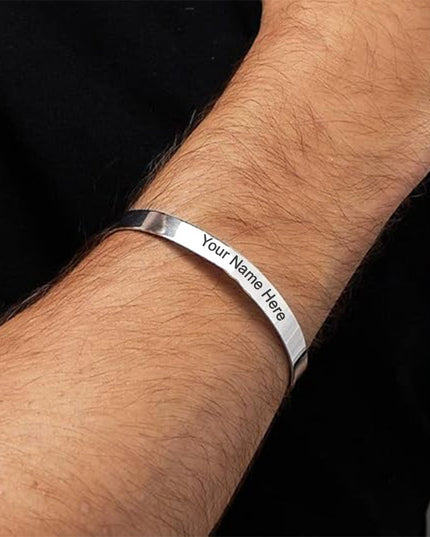 Customized  Personalized Stylish Kada Bracelet (1 Pc  Silver)