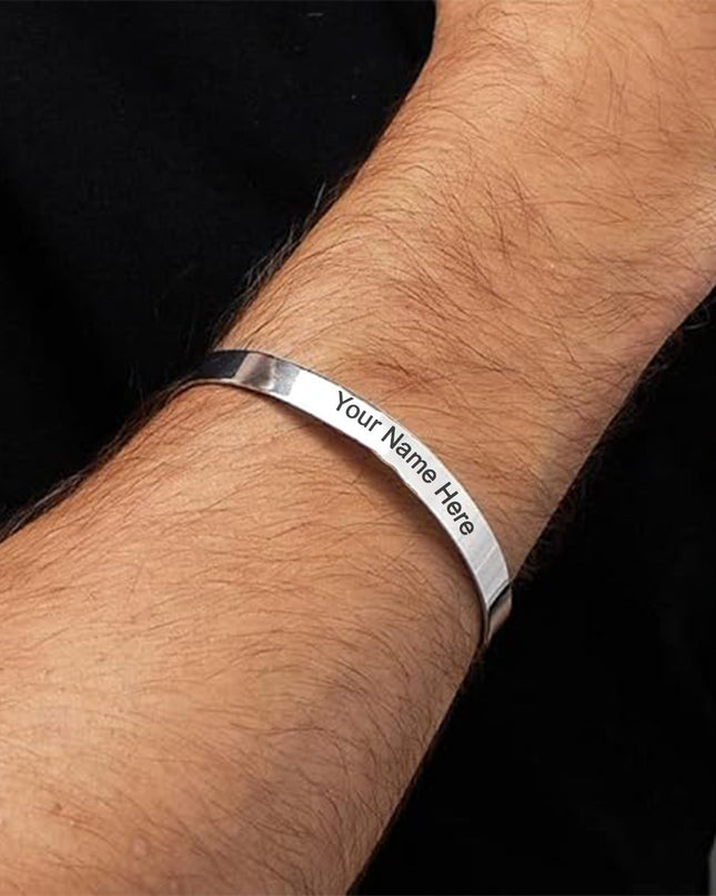 Customized  Personalized Stylish Kada Bracelet (1 Pc  Silver)