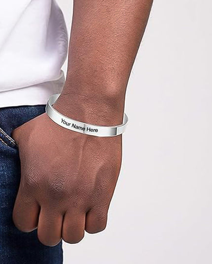 Customized  Personalized Stylish Kada Bracelet (1 Pc  Silver)