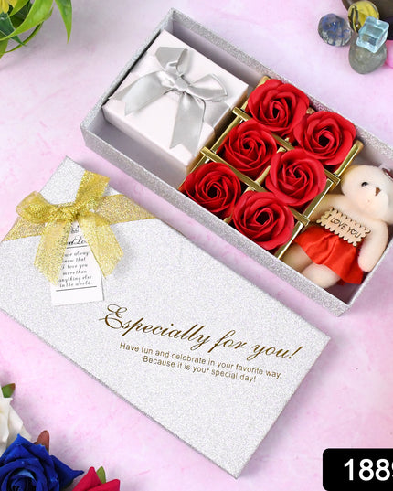 Valentine Day Gift Set Scented Rose Flowers Pack With Teddy