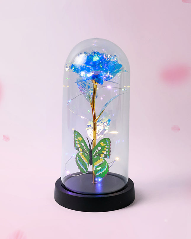 Led-powered Eternal Rose In Plastic Dome (1 Pc  Battery Not Included)