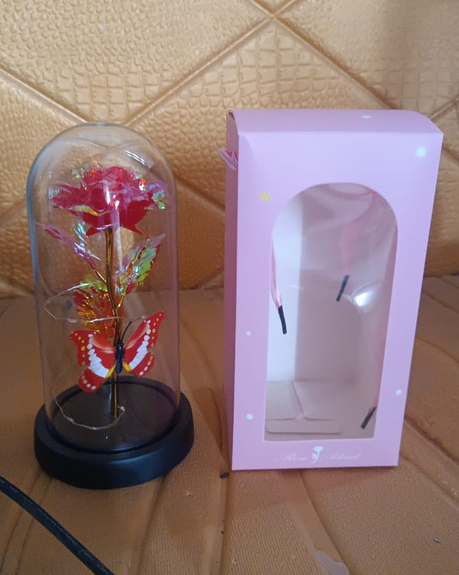 Elegant Led Eternal Rose In Plastic Dome (1 Pc  Battery Not Included)