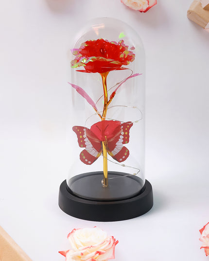 Elegant Led Eternal Rose In Plastic Dome (1 Pc  Battery Not Included)