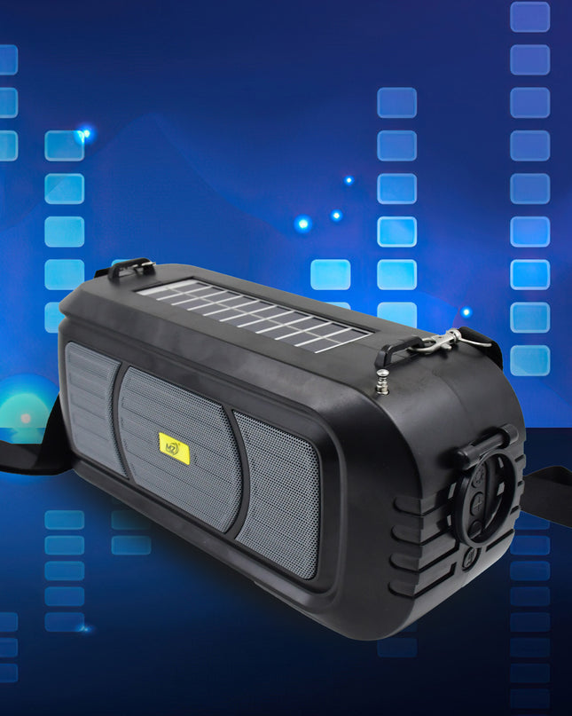Wireless Bluetooth Speaker 5w High Bass With Wireless Mic  Microphone Led Torch Solar Charging Support Usb  Adjustable Strap (1 Set)