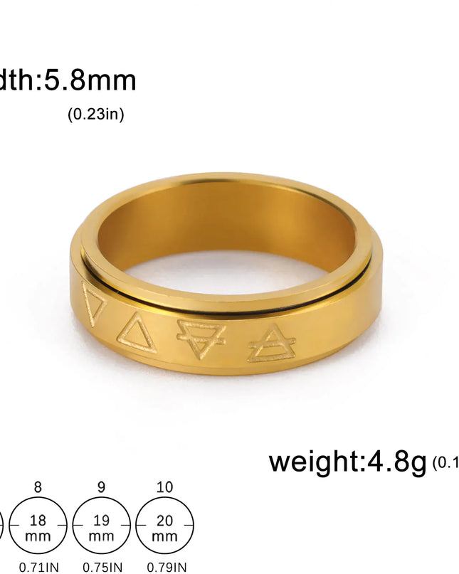 Rotatable Triangle Pattern Stainless Steel Ring