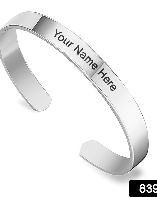 Customized  Personalized Stylish Kada Bracelet (1 Pc  Silver)