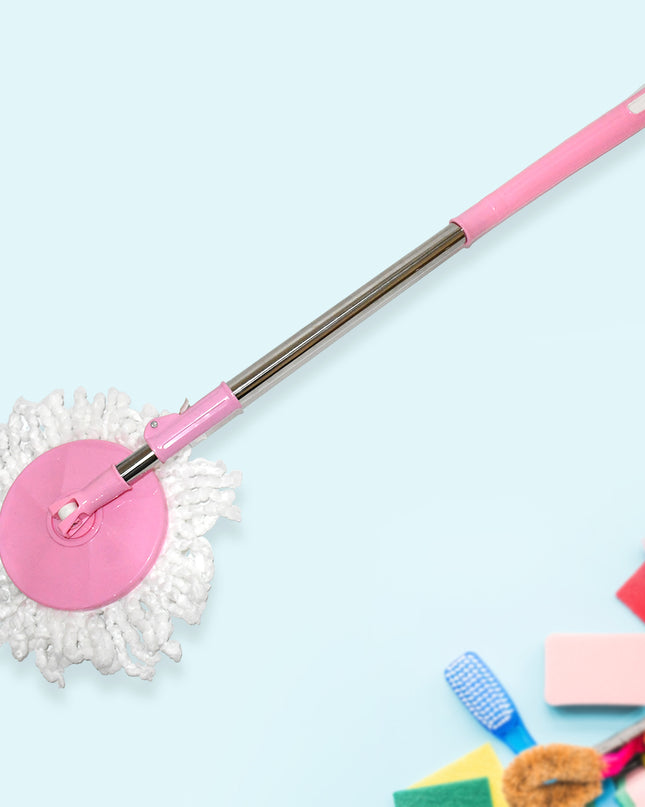 0842 Home Cleaning - Stainless Steel 360 Degree Rotating Pole Microfiber Mop Rod Stick