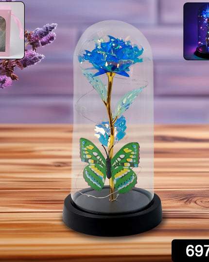 Led-powered Eternal Rose In Plastic Dome (1 Pc  Battery Not Included)