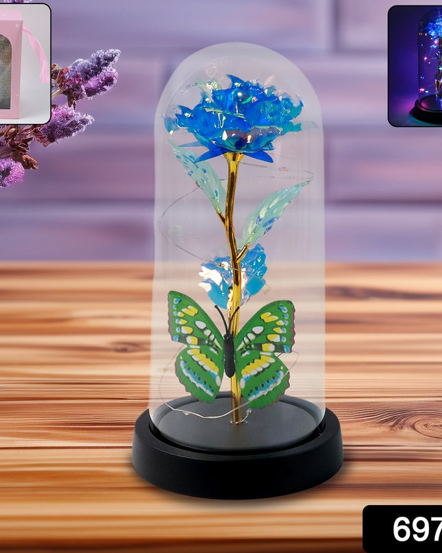 Led-powered Eternal Rose In Plastic Dome (1 Pc  Battery Not Included)
