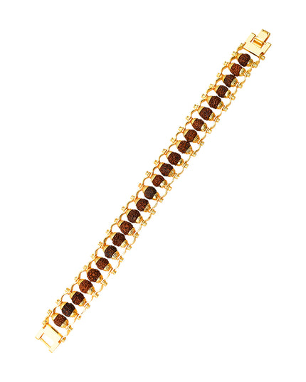 Rudraksha Rakhi For Brother  Golden Modern Rudraksha Bracelet Rakhi (1 Pc)