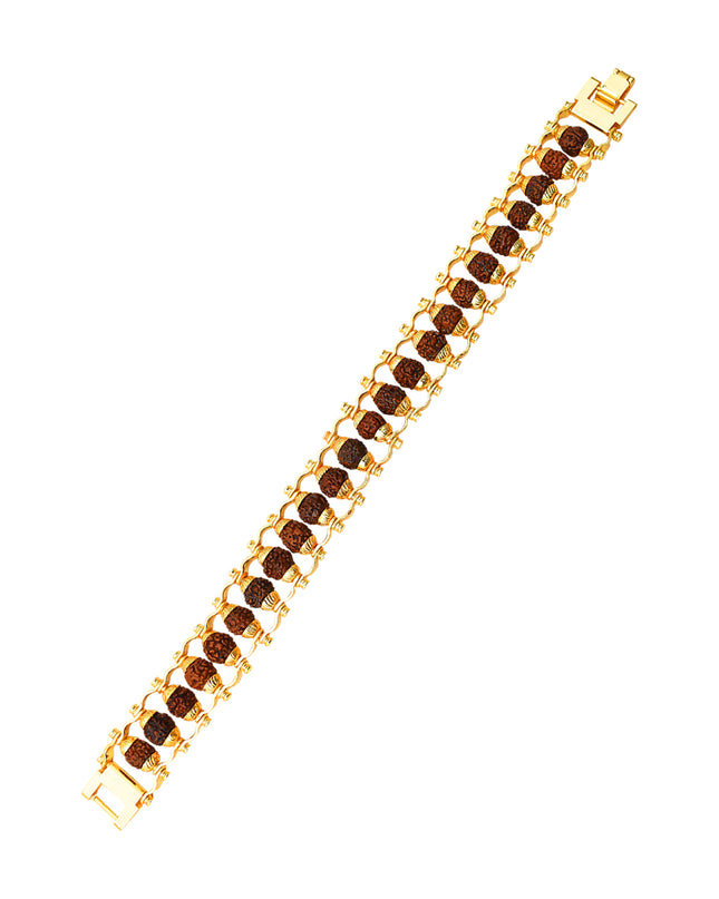 Rudraksha Rakhi For Brother  Golden Modern Rudraksha Bracelet Rakhi (1 Pc)