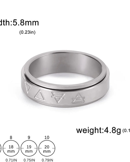 Rotatable Triangle Pattern Stainless Steel Ring