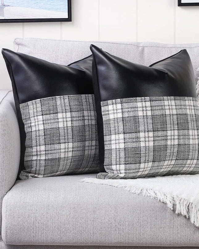 Pillow Covers Cushion Cases Soft Leather And Cotton (23  22 Inch  1 Pair  2 Pc)